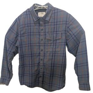 REI Cooperative Shirt Mens Large Blue Orange Plaid Long Sleeve Button Down Hike